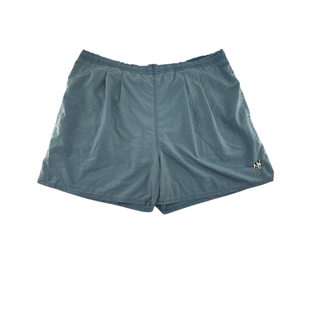 Big Dogs Mens Blue Nylon Swim Trunks Shorts Y2K Embroidered Logo Size 1X